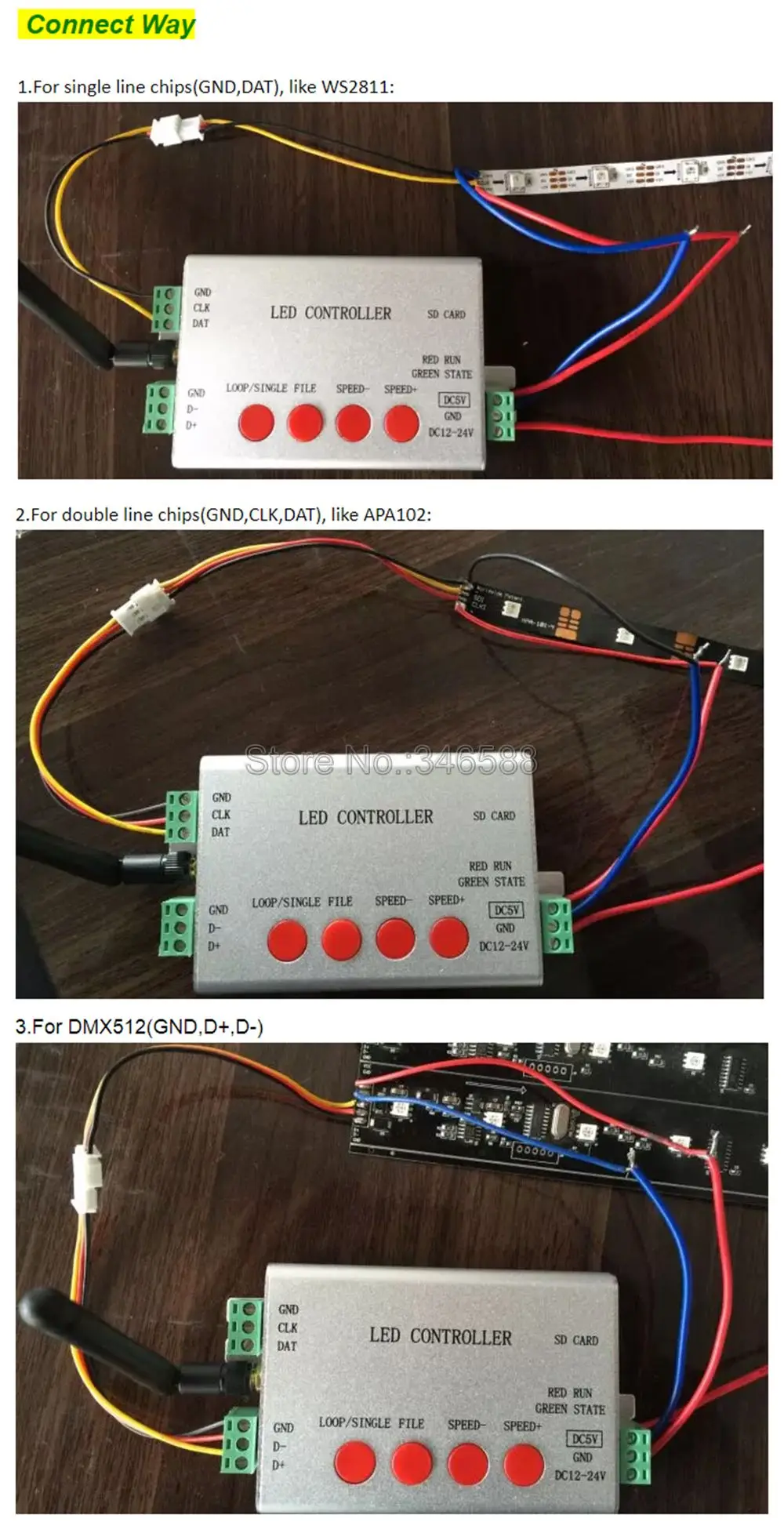 H806SB WiFi-SPI контрольный Лер поддержка 2048 пикселей DMX512 управление WS2812 WS2811 программируемый светодиодный контроллер Android/iOs управление приложением