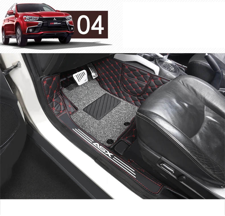 Lsrtw2017 кожаные автомобильные коврики для салона, коврик для ног для Mitsubishi Outlander Sport Asx RVR 2011-, ковер, аксессуары
