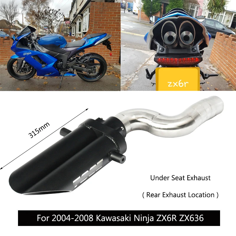

Rear Exhaust Pipe for 2004-2008 Kawasaki Ninja ZX6R Ninja ZX636 Slip On Motorcycle Mid Link Pipe Aluminum Alloy Tail Escape 51mm