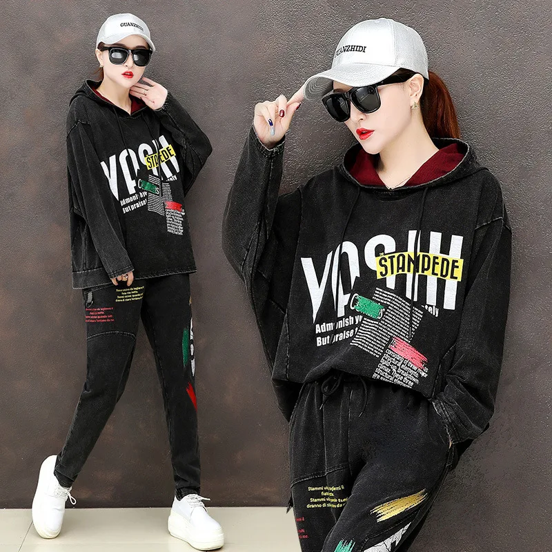 Max LuLu модные корейские осенние женские комплекты из двух предметов Клубные наряды Женские топы с капюшоном и брюки винтажные худи Толстовка с принтом