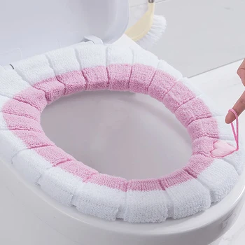 

1PC Toilet Seat Mats Cushion Fiber Closestool Seat Covers Bathroom Product Machine-washing Winter Warm Soft Toilet Seat Mat