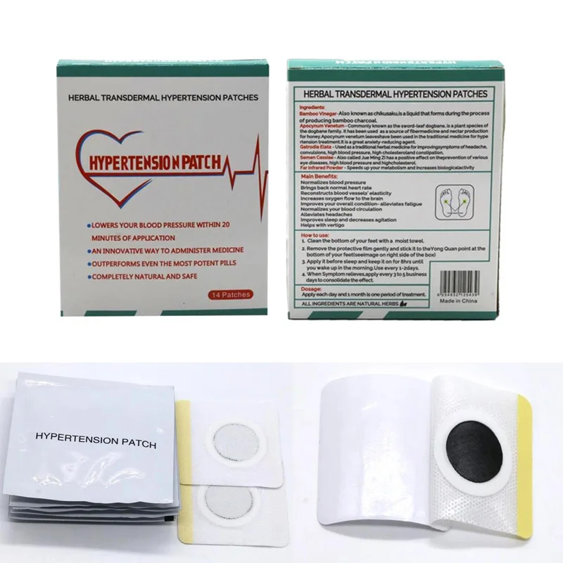 

14Pcs/Box Hypertension Patch Chinese Herbal Reduce Control High Blood Pressure Clean Blood Vessel Lower Blood Pressure Patches