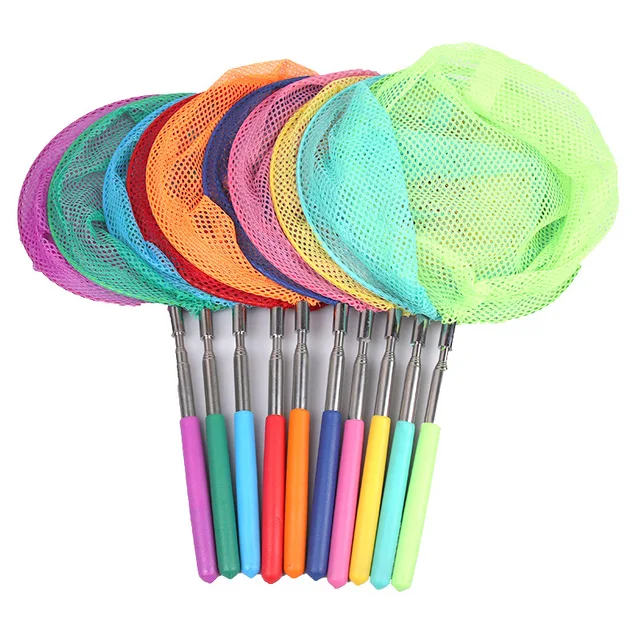 Summer Children Boys and Girls Fishing Nets Beach Toys Retractable Fishing Nets Butterfly Insect Nets Pink Blue 2