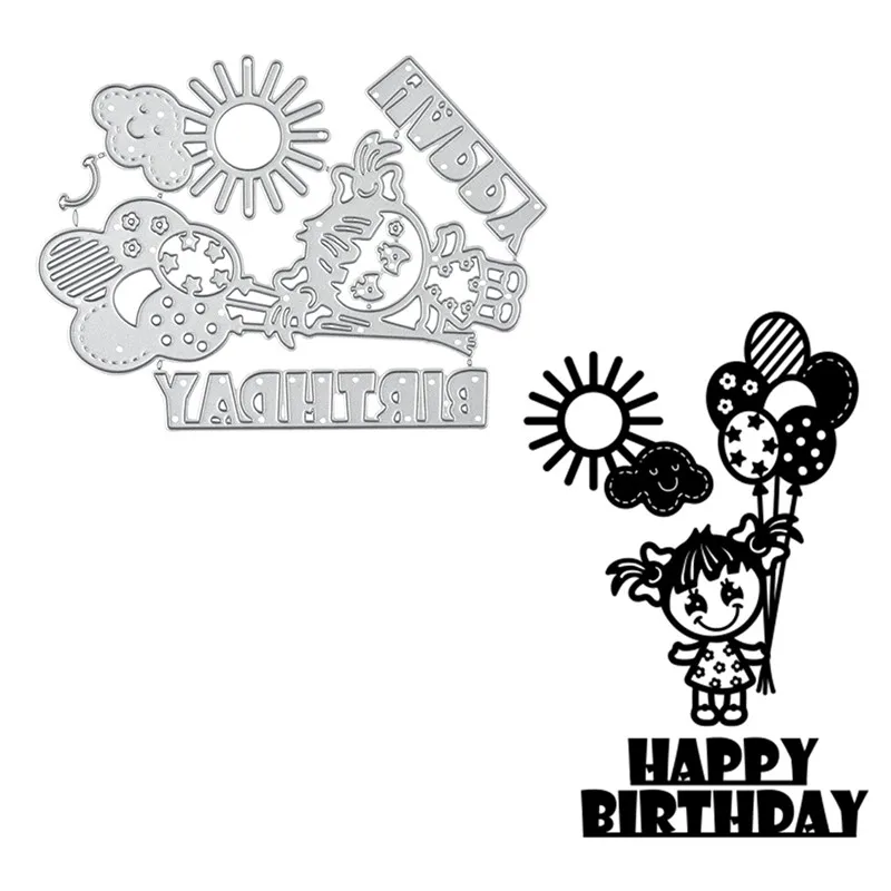 

Naifumodo Happy Birthday Letter Dies Girl Metal Cutting Dies New 2019 for Card Making Scrapbooking Dies Embossing Stencil Die