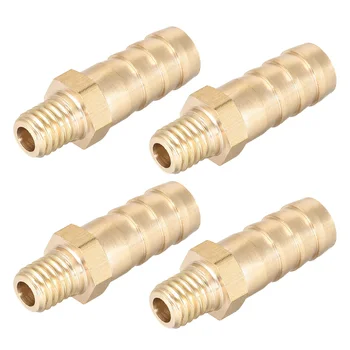 

uxcell 4pcs Brass Fitting Connector Metric M8x1 Male To Barb Hose ID 10mm connect lines for air water fuel oil Gold Tone