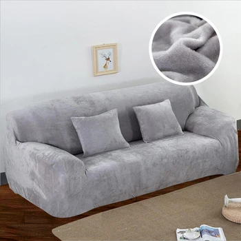

Nordic Plush Fabric Sofa Cover Modern Universal All Inclusive Sofa dust protective cover Living Room Elasticity Sofa Cover Gray