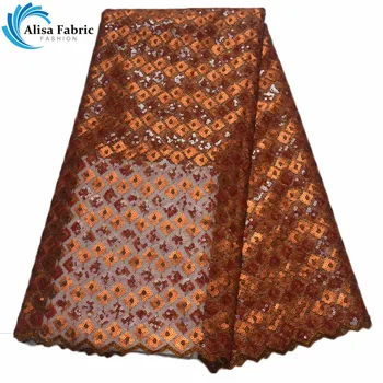 

African sequin lace fabric 2019 high quality lace African tulle lace fabrics with Embroidery and sequins for Home decoration