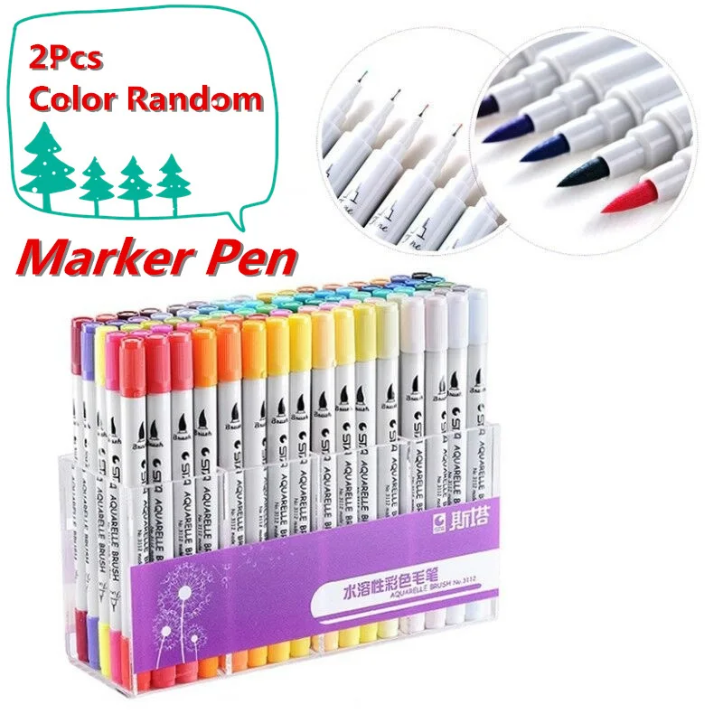 2 шт двойной кончик кисти Маркер ручки 0,4 тонкие вкладыши кисть, текстовыделитель ручка живопись ручка цвета воды 115