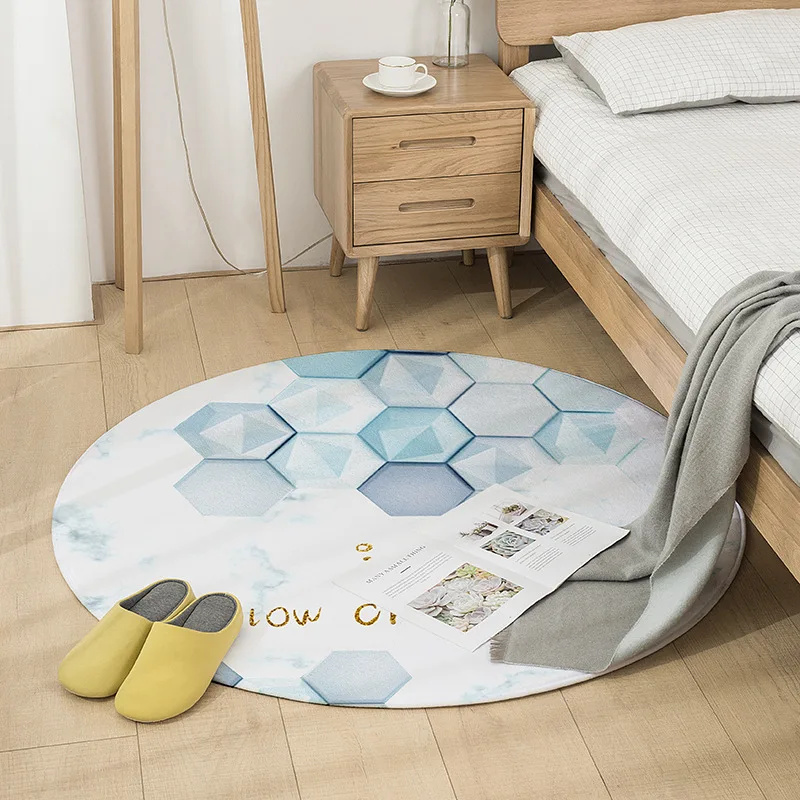 Cilected 120 см круглый ковер для спальни геометрический Коврик для гостиной мягкий коврик на стул для кухни и ванной нескользящий водонепроницаемый коврик для дома - Color: NG018-4