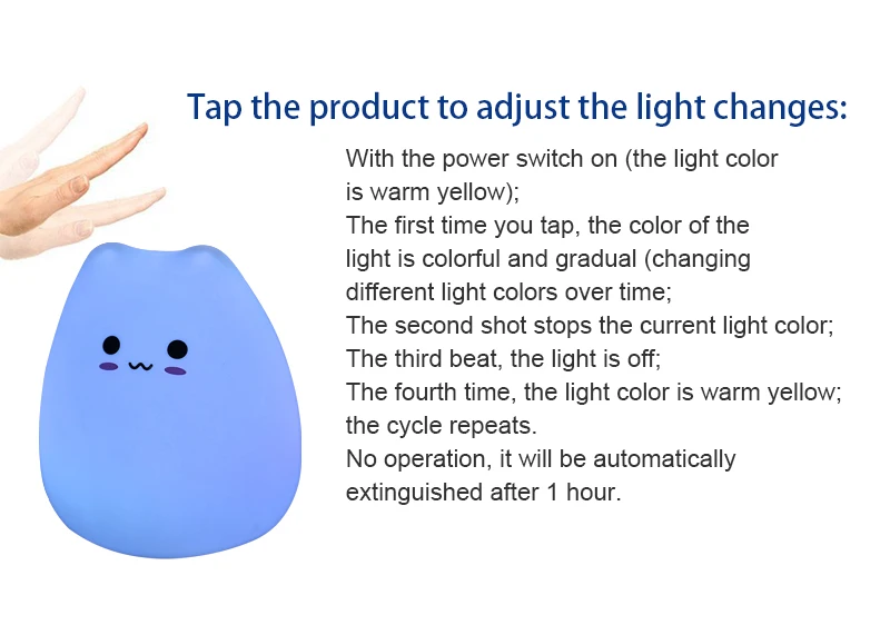 Светодиодный ночник, украшение стола, светильник для сна, аккумулятор, милый кот, 7 цветов, для праздника, креативная перезаряжаемая лампа для детской спальни