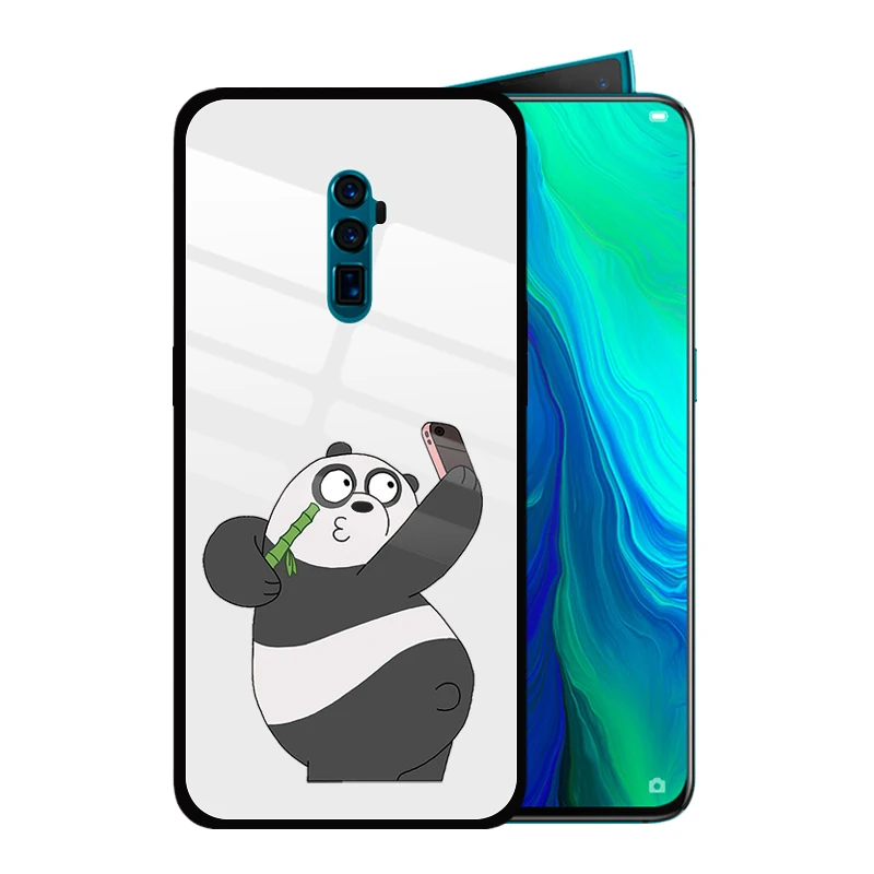 

for OPPO Reno 2 10x zoom R17 R15 R11 Plus 9S R15X K3 K1 Tempered Glass Cases Cartoon Cute Bare Bears Shockproof Cover