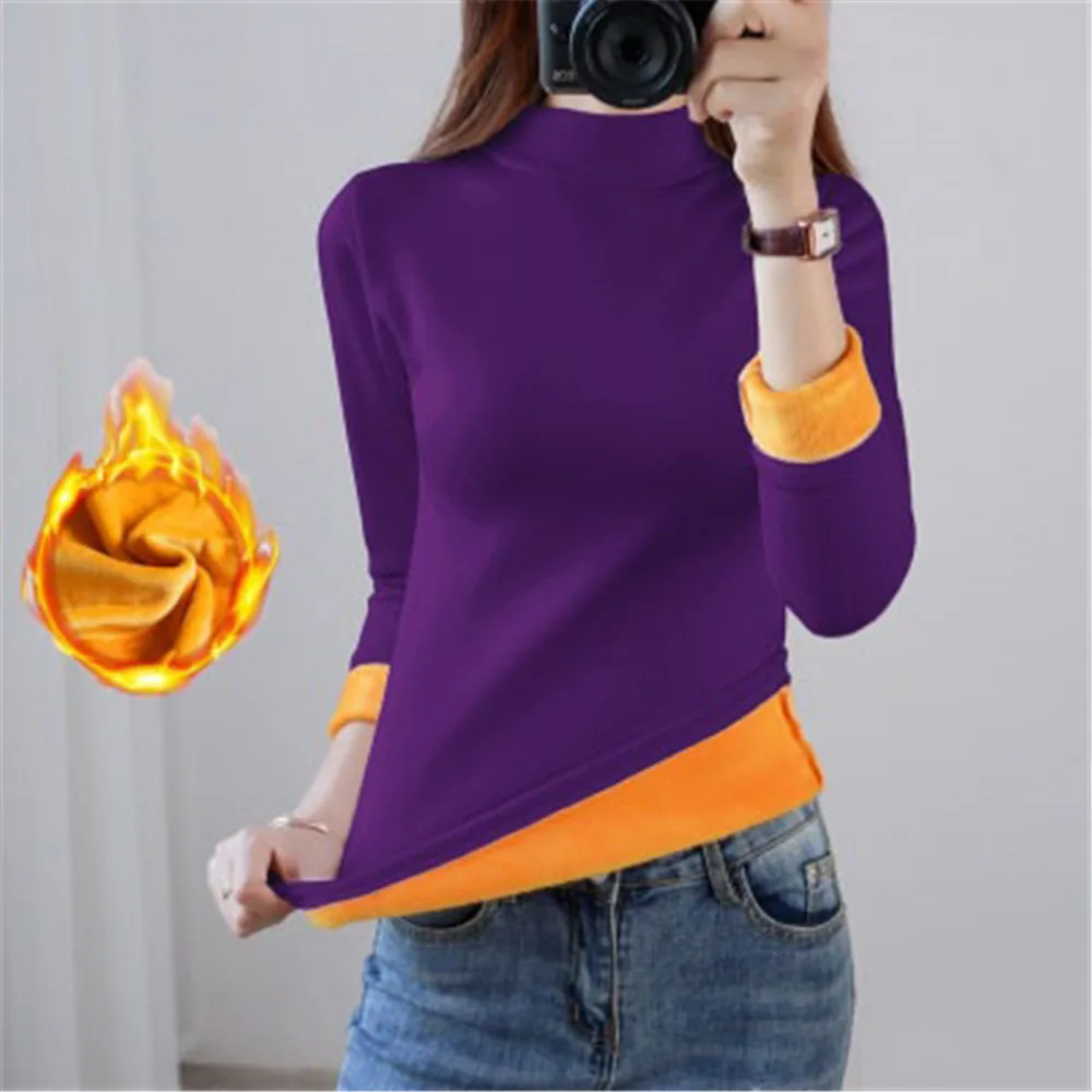 Plus Size M- 4XL Thick Warm Gold Velvet Underwear Tops Women Winter Long Sleeve High collar Thermal Body Bodysuit tops PZ2970 | Женская