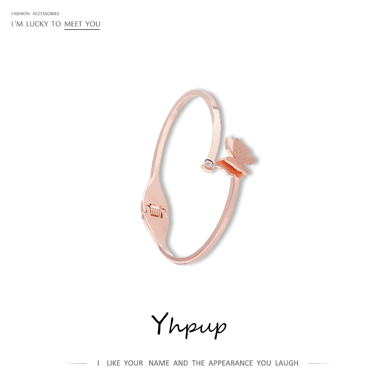 

Yhpup Trendy Sweet Romantic Butterfly Stainless Steel Bracelet Fashion Jewelry Charm Simple Design brazalete mujer Girl Gift New