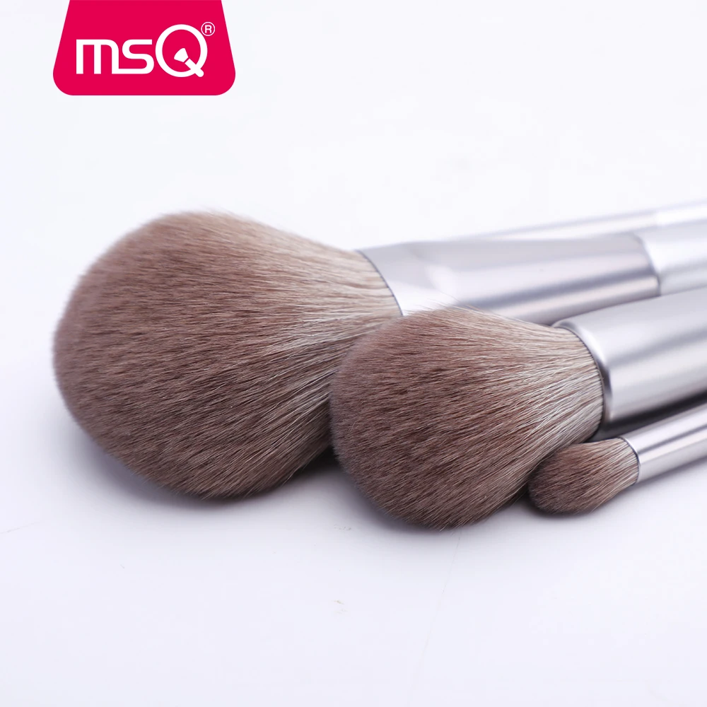 MSQ 10 шт. набор кистей для макияжа основа тени для век Пудра кисть для смешивания макияж набор кистей с синтетическим ворсом Косметическая Серебряная ручка