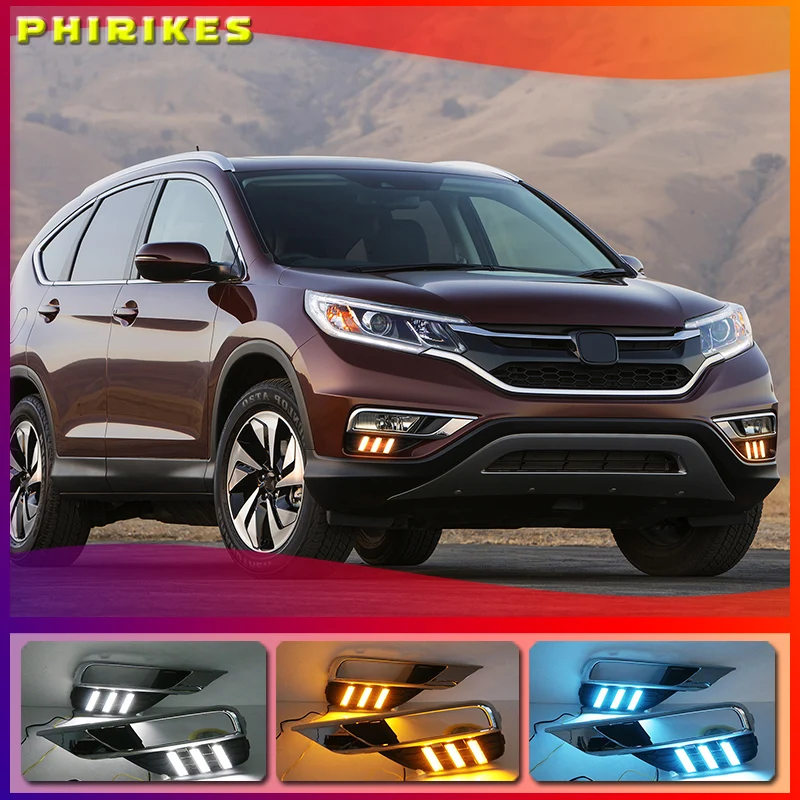 

2 шт. светодиодный автомобиля DRL Противотуманные Фары Светильник для Хонда сrv CR-V 2015 2016 бампер передняя противотуманная фара переднего бампера сигнальные желтый