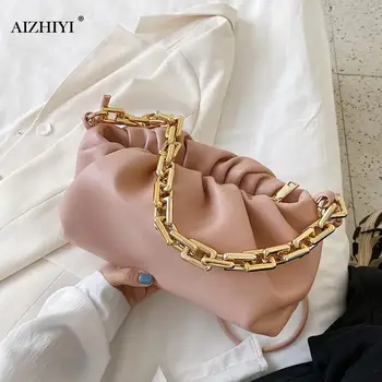 

Candy Color PU Leather Shoulder Messenger Bags For Women 2020 Small Cloud Crossbody Bag Travel Chain Handbags Chain Tote Bag