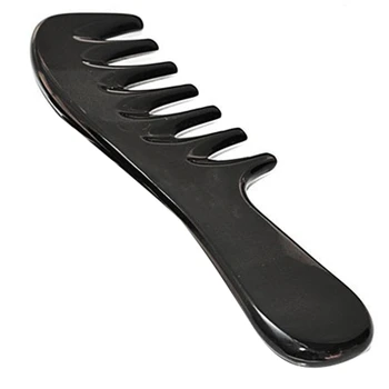 

Head Massage Comb Large Handle Hair Curls Oversized Teeth Horn Hair Brush Buffalo Horn Thickening Wide Teeth Coarse
