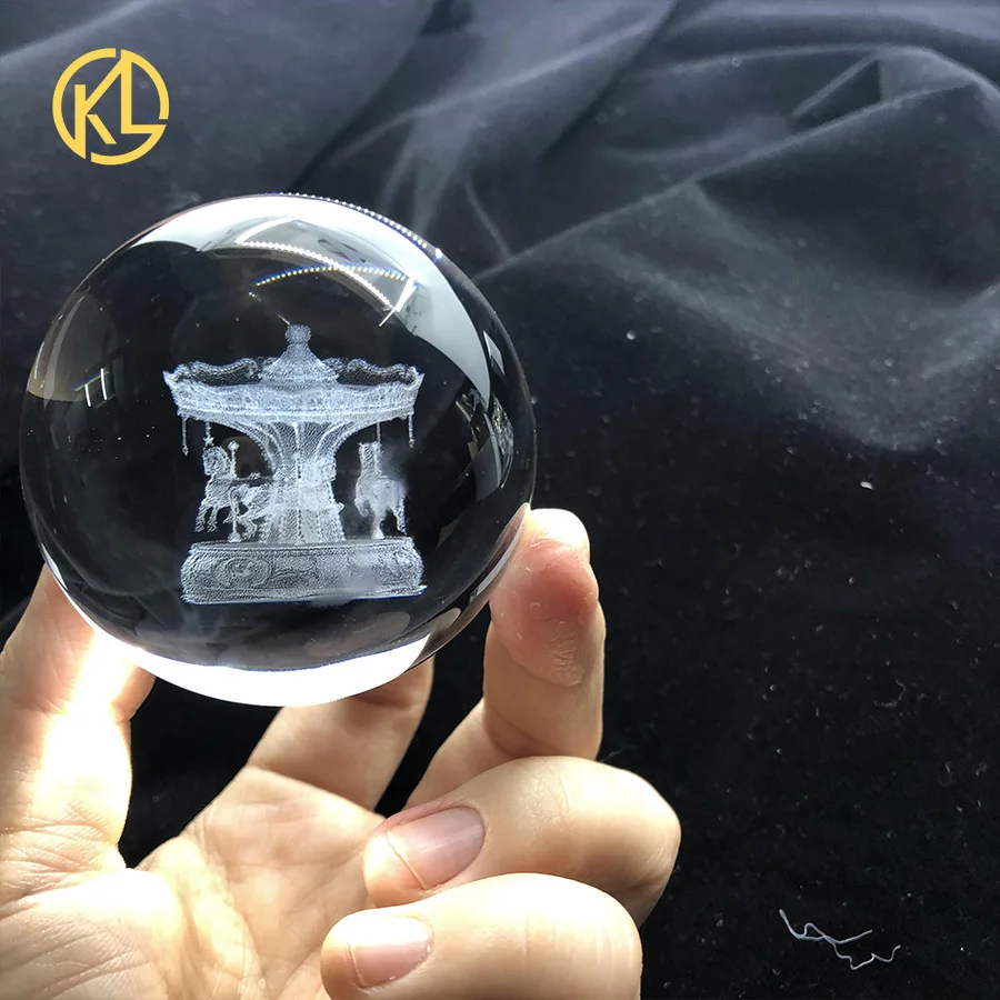Горячая 60 мм/80 мм Хрустальный Шар колеса обозрения 3D лазерная гравировка Миниатюрная модель Сфера стекло ремесло Глобус украшение дома орнамент подарок