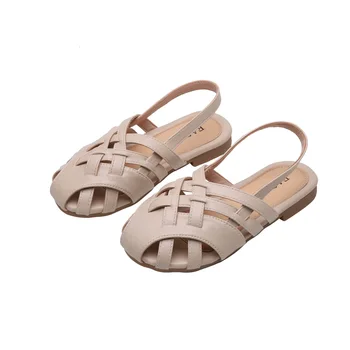 

Fashion Kids girls Woven Slippers Children Leather Sandals Solid Color Indoor Sandals Woven Soft Bottom Slippers SZ237