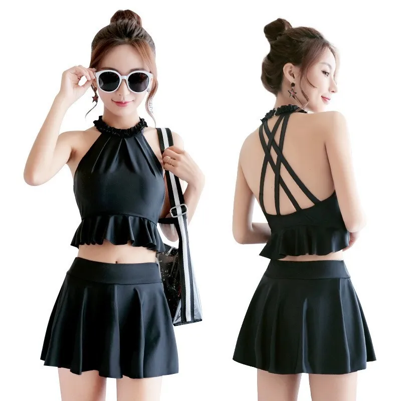 

Bathing Suit Women's 2018 New Style Immortal Students GIRL'S Flounced Two-Piece Set Split Conservative Slimming Cute Japanese-st