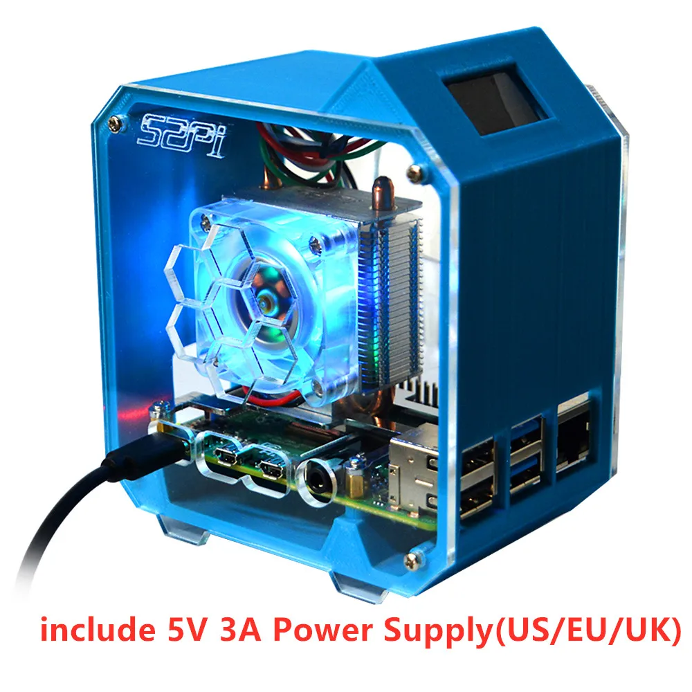 GeeekPi Raspberry Pi 4 Aluminium Gehäuse mit passiver Kühlung, Raspberry Pi 4 Gehäuse mit 40mm GeeekPi Raspberry Pi 4 Aluminium Gehäuse mit passiver Kühlung, Raspberry Pi 4 Gehäuse mit 40mm