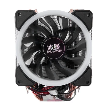 

SNOWMAN 4PIN CPU cooler 6 heatpipe RGB LED Double fans cooling 12cm fan LGA775 1151 115x 1366 support In tel AMD