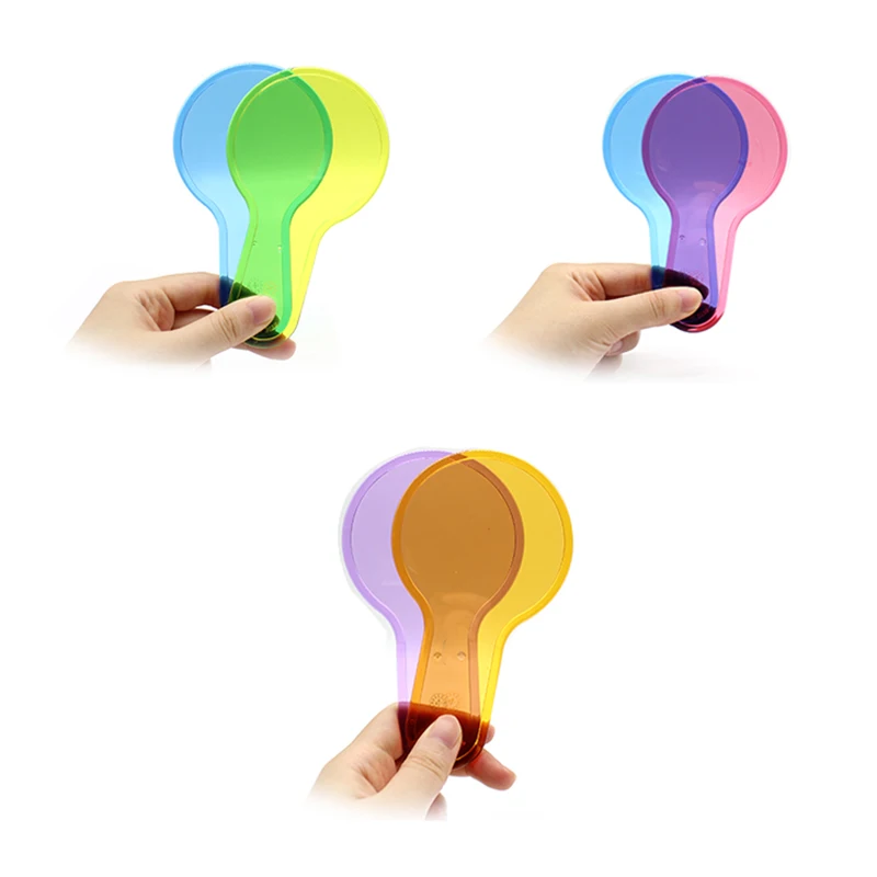 Children Early Toys Puzzle Transparent Six-Color Handle Swatches Montessori Children Toys Mathematical Geometry Insert Blocks