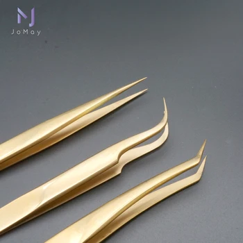 

1 pcs Stainless Steel Eyelashes Tweezers Professional For Lashes Extension Gold Decor Anti-static Eyelash Tweezer Makeup Tools