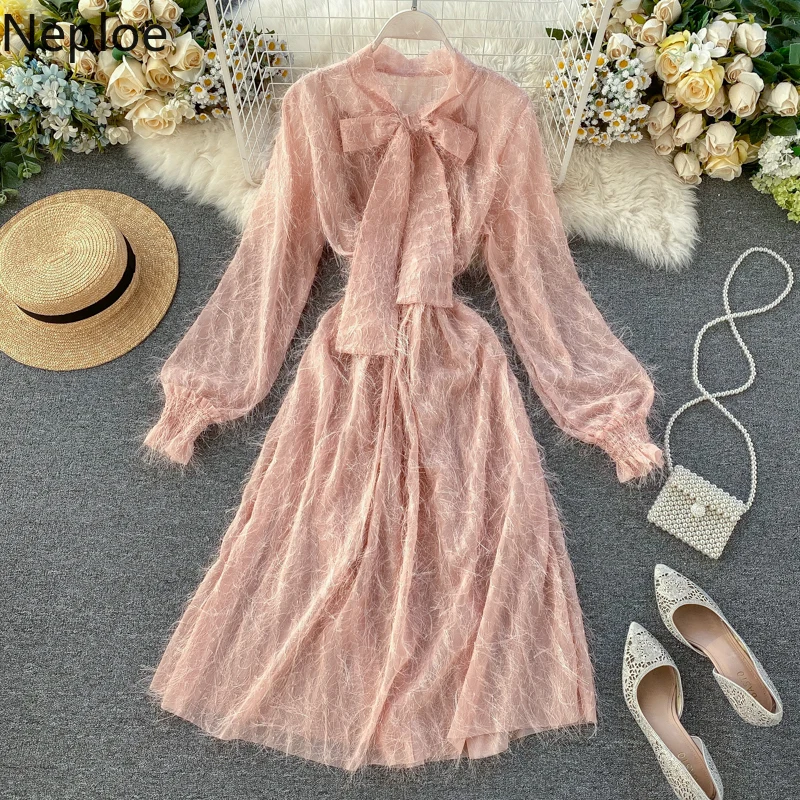 Neploe 2020 милое платье феи женское элегантное со стоячим воротником с пышными