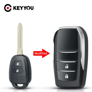 

KEYYOU For Toyota Highlander Corolla RAV4 Avlon Tacoma Modified Flip Folding Key Shell Remote Key Case 2 Buttons
