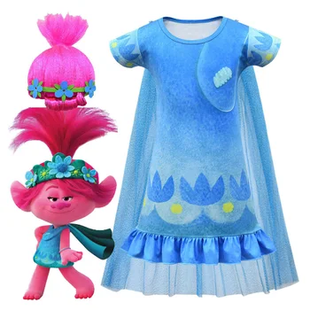 

2020 Girl Dress Trolls Kids Dresses for Girls Baby Pajamas Costume Princess Christmas Nightgown Vestidos Infantis Clothes