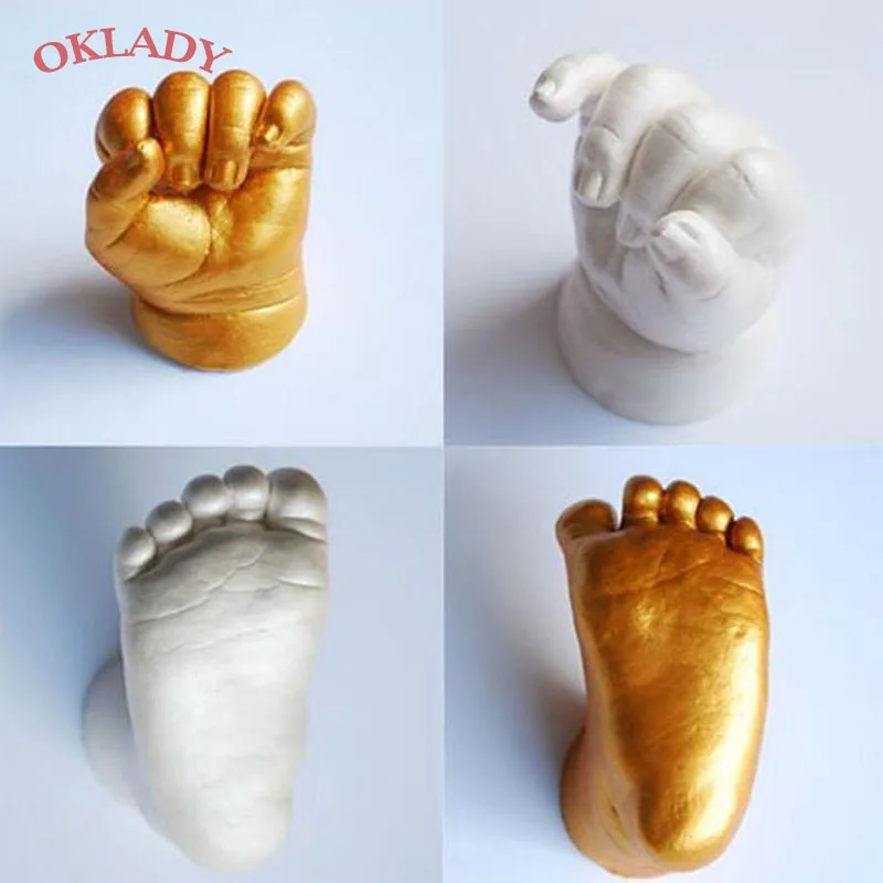 Oklady 3D Ручная форма для печати ног для детского порошка штукатурка литья комплект отпечаток руки подарок на память детский памятник для роста