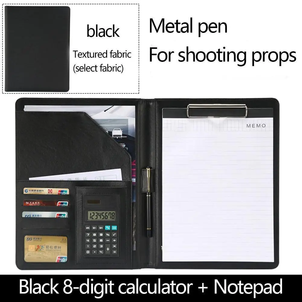 

A4 Multifunctional Pu Leather Folder Business Document Note Storage Case Protective Pad With Storage Document Briefcase Box Z4V7