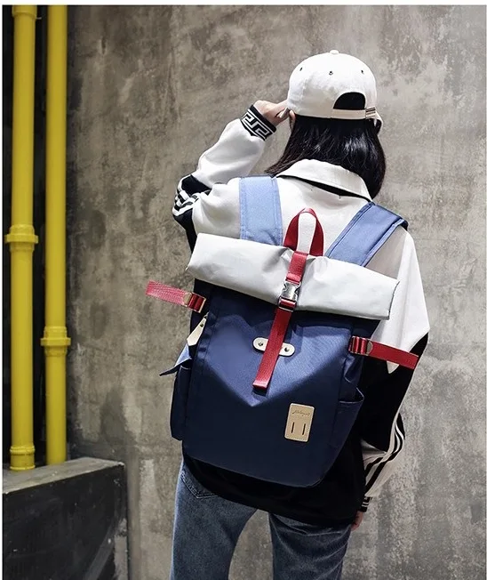 Recreational shoulder bag, large capacity roll-up computer bag, outdoor travel bag for students