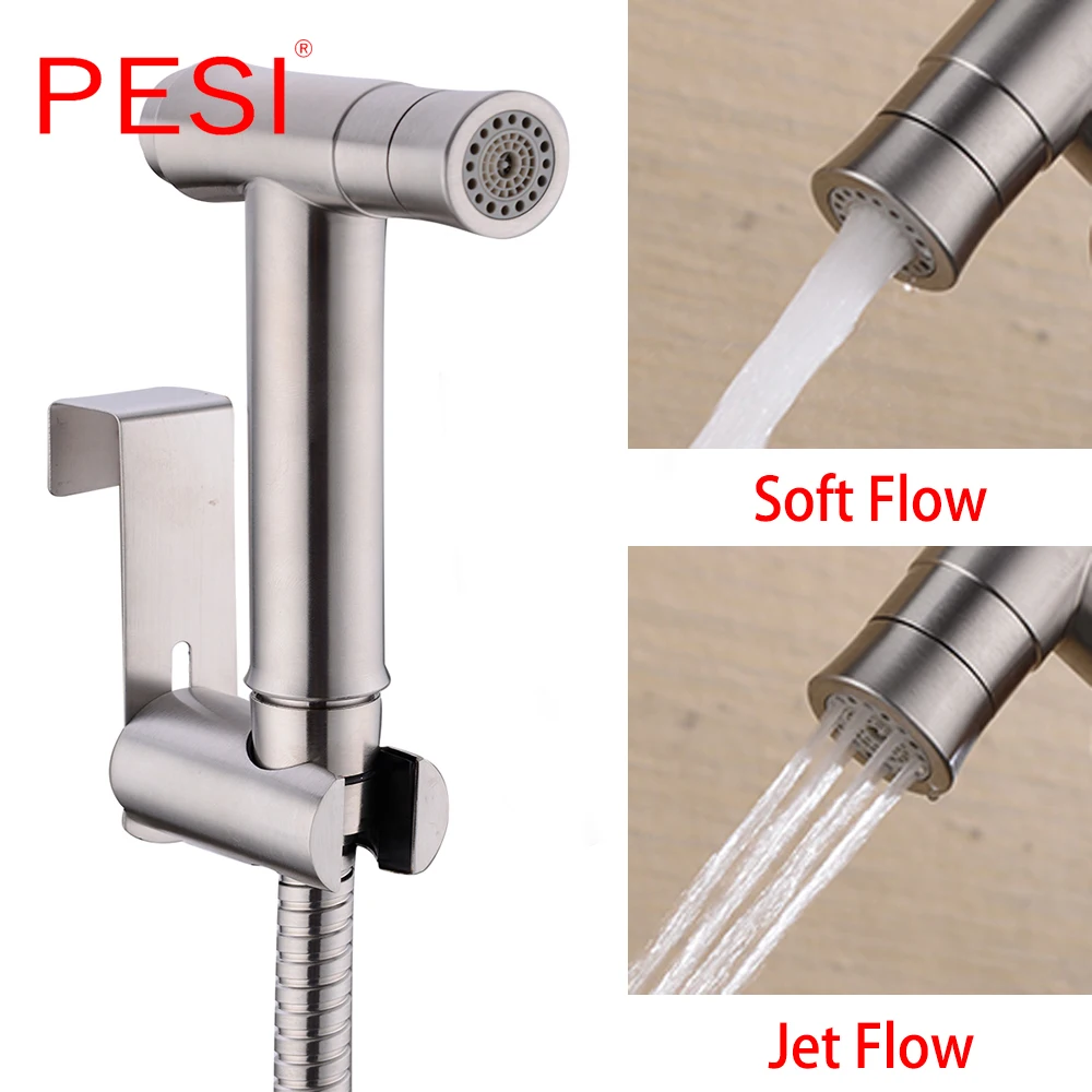 Online Zwei Funktion 304 Edelstahl Bidet Tuch Windel Sprayer Hand Gehalten Bidet Sprayer Set Sprayer für Wc, gebürstetem Stahl.