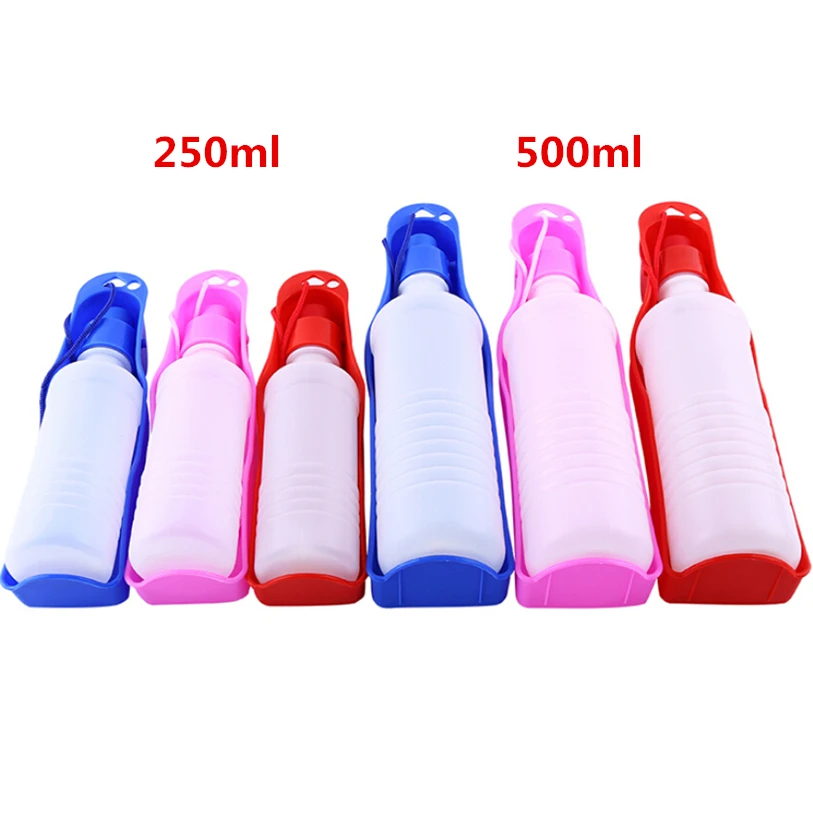 250500ml Dog Water Bottle Feeder With Bowl Plastic Portable Water Bottle Pets Outdoor Travel Pet Drinking Water Feeder noFB18 (12)