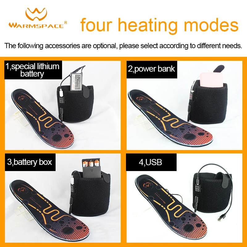 Winter USB Rechargeable Heated Insoles 3 Levels Feet Warm Shoe Pad Thermal Electric Foot Warmer Heating Feet Outdoor Sports 5