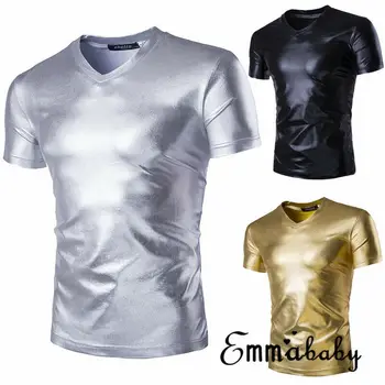 

New Fashion Plus Size Men's Slim Fit V Neck Short Sleeve Muscle Tee Shirts Casual T-shirt Tops Blouse