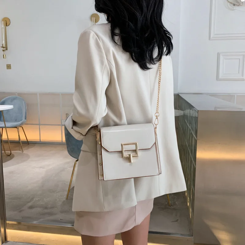 

Retro Hong Kong Style Bag Women's 2019 New Style Fashion Korean-style Versatile Shoulder Bag Chain Bag Textured Fashion Small Sq
