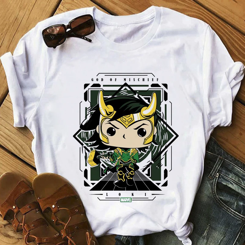 Loki God of Mischief Unisex T Shirt Women Summer Short Sleeved Casual T-shirt Anime Cartoon Super Hero Tshirt Female Tops Tees vintage tees