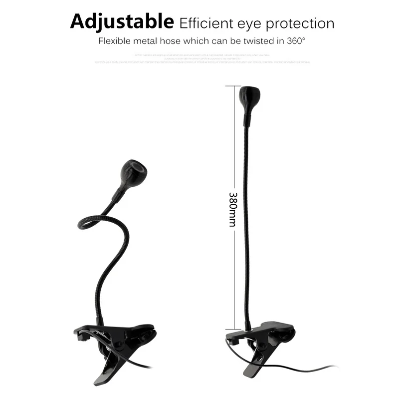 USB power Flexible Reading LED Light Clipon Beside Reading Lights Bed Desk For Study Room