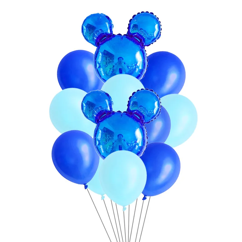 12 шт./лот фольгированные шары с Микки и Минни Маус, 10 дюймов, розовые, синие латексные шары, детские праздничные украшения для дня рождения, детские игрушки