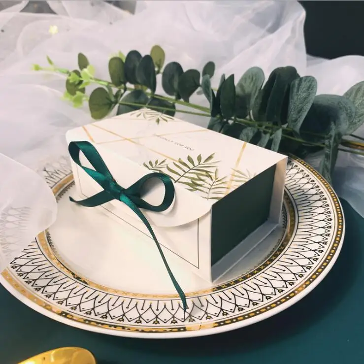 20pcs Green Gift Box Birthday Party Wedding Baby Shower Package Chocolate Cookies Cake Decoration With Ribbon | Дом и сад