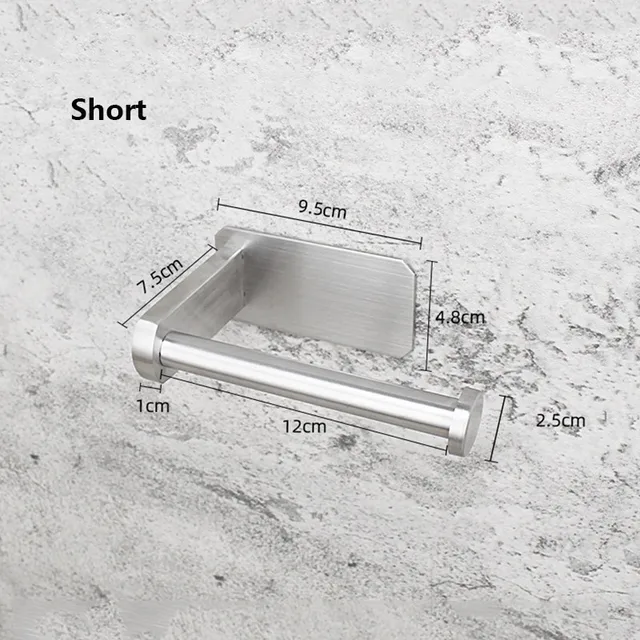 Stainless Steel Wall Toilet Paper Roll Holder Black Silver Self Adhesive Toilet Paper Holder for Bathroom Stick Wall Towel Rack Silver S