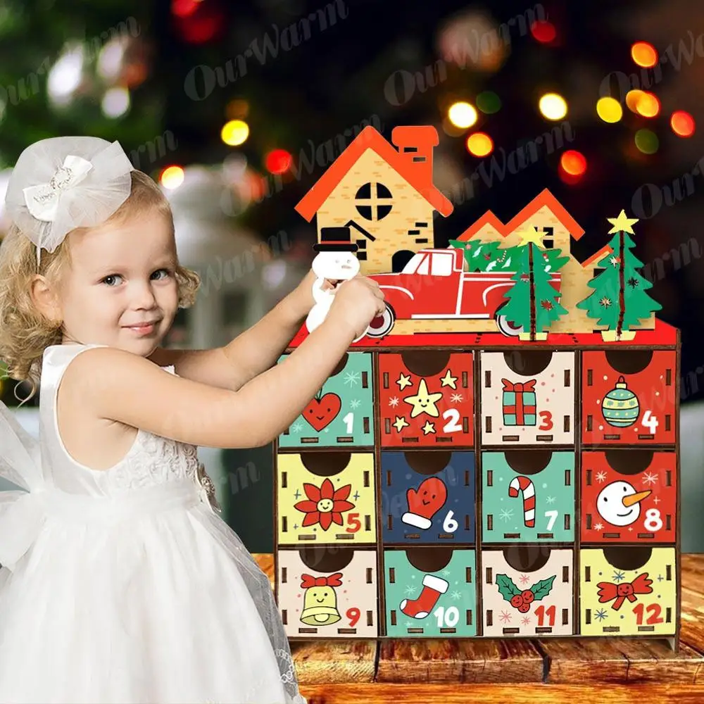OurWarm DIY Рождество обратный отсчет Advent календарь год деревянные светодиодные часы обратного отсчета украшения дома Рождество DIY Поставки