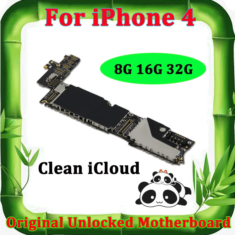 

8GB 16GB 32GB For iPhone 4 4G Original Motherboard with Full Chips IOS iCloud Unlocked Mainboard Logic Board Main Mother Board