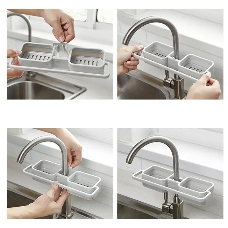

Dish Drying Rack Drain Rack Storage Organizer Holder Shelf For Sink Faucet Sponge Soap Cloth Kitchen Sink Organizer