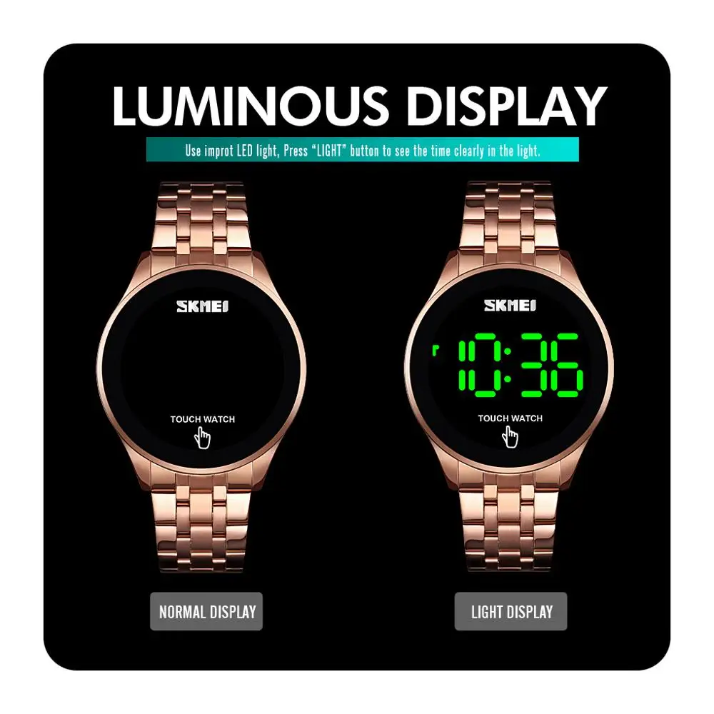 Goede Sport Digitale Horloge SKMEI Merk mannen Horloges Luxe Rvs Heren Horloge LED Light Display Elektronische Horloge Armband