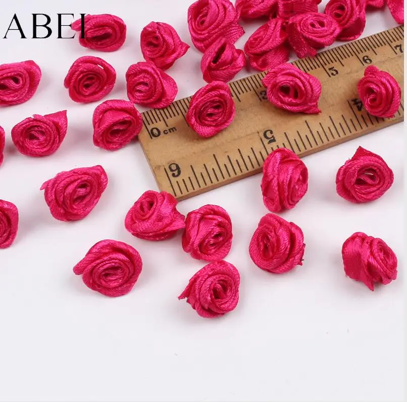 300pcs Multicolor Mini Satin Ribbon Rose Heads for Crafting and Decoration