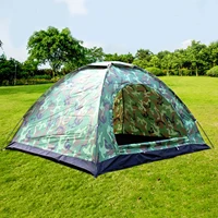 Camping Tent For 3-4 Person Single Layer Outdoor Portable Camo Beach Dome Tents Outdoor Hiking Backpacking Accessories